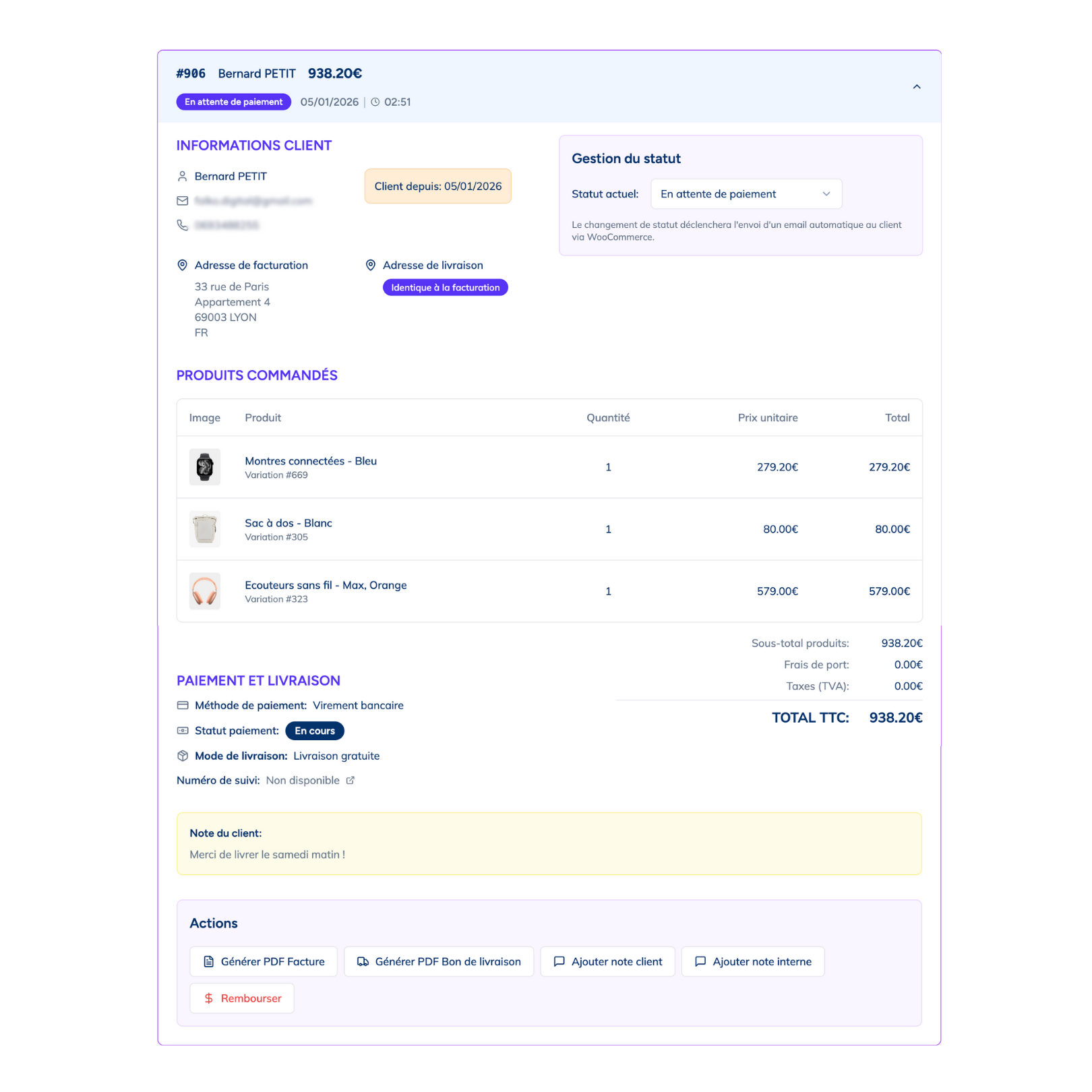 Visualisez commande woocommerce depuis flowdify WC